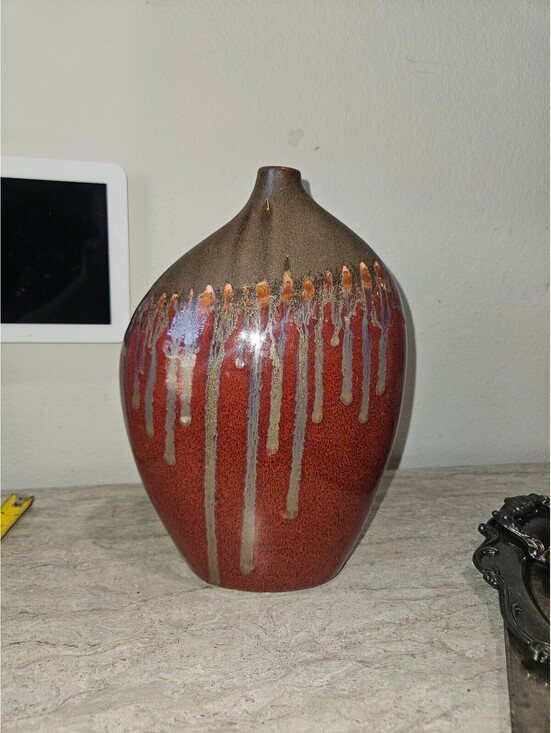 Other - Handcrafted Ceramic Table Vase with Drip Glaze Design